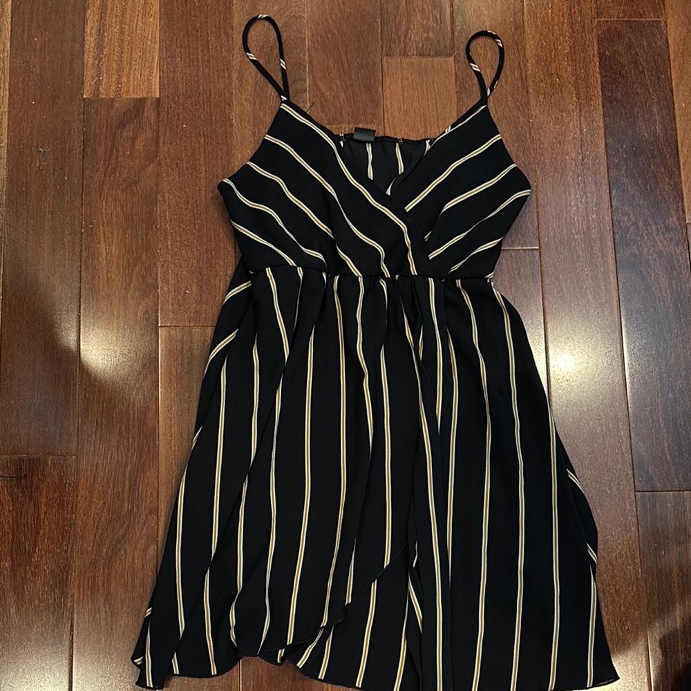 Black Striped Spaghetti Strap Dress